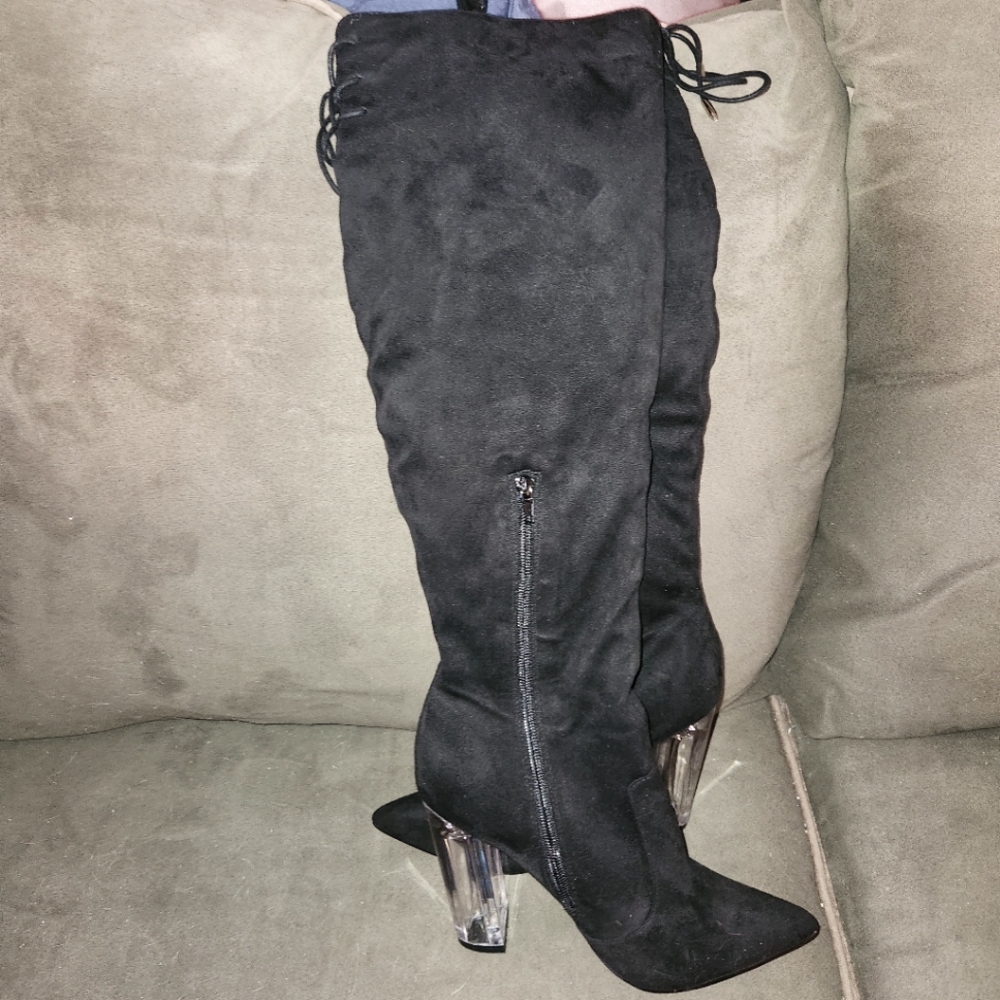 Sexy Black Knee High Boots